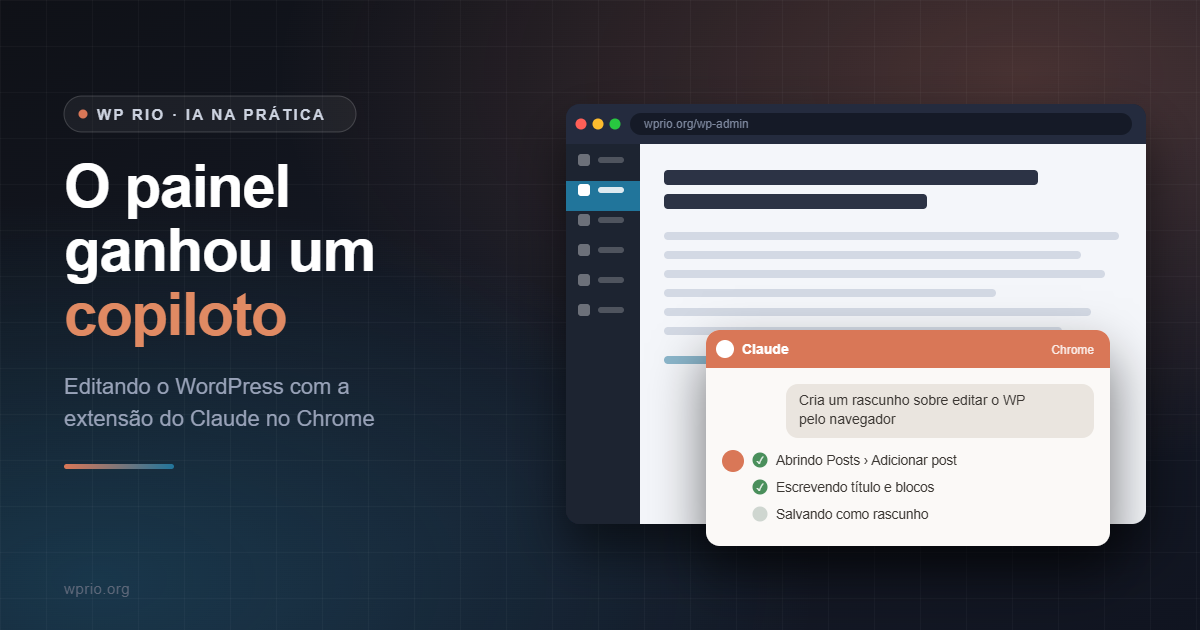 Editando o WordPress com a extensão do Claude no Chrome: o painel ganhou um copiloto